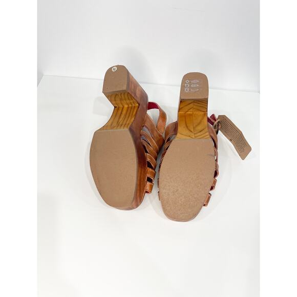 Bed Stu Fontella Heeled Leather Sandal Tan Rustic Slingback Clog NWT 9 - Picture 6 of 7